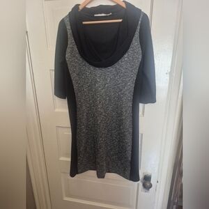 Passport Women's Lined Black and Gray Cowl Neck Dress/tunic